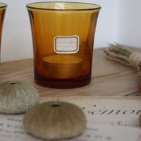 Image 3 of Photophore en verre ambré vintage.