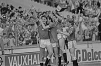 Norman Whiteside celebrating 1985 FA Cup Final A3 Poster