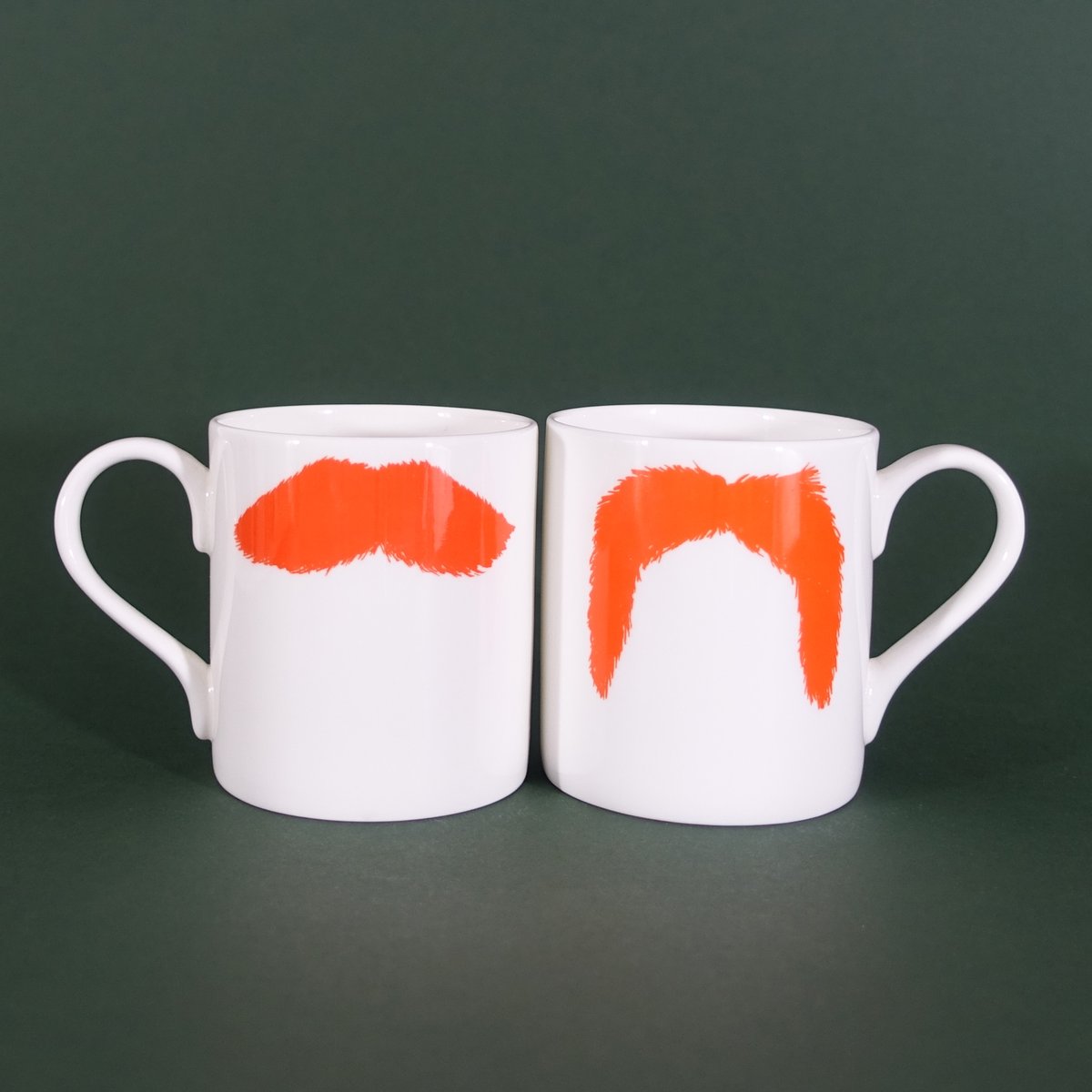 Image of Original Ginger Charlie Chaplin & Fu Manchu Moustache Mug Pair - Set of Two