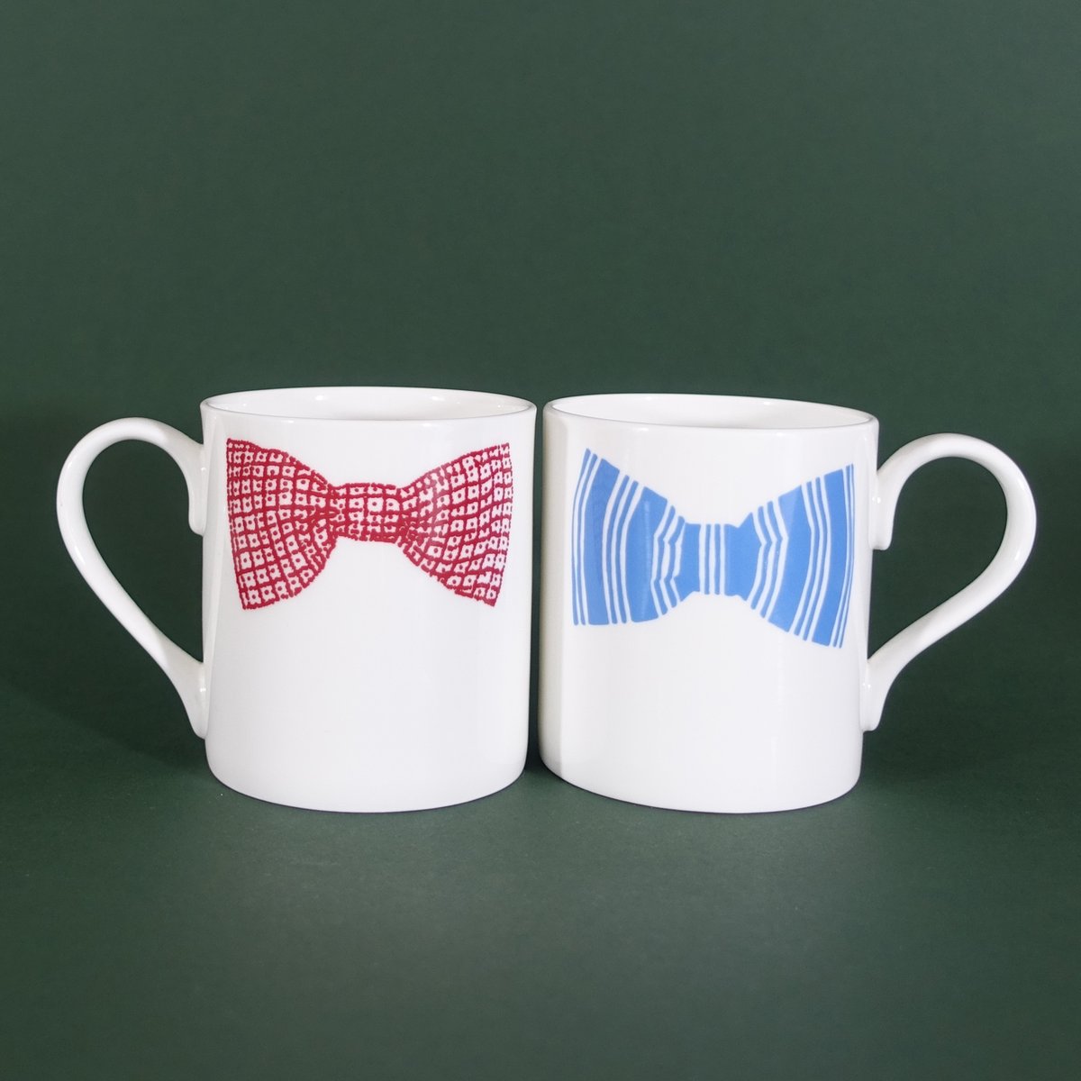 Image of Original Bow tie Mug - Set Of Two (Pink & Blue Double Print)