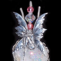Image 4 of Bashful Fairy Aura Geode Sterling Filigree Pendant 
