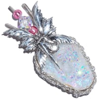 Image 1 of Bashful Fairy Aura Geode Sterling Filigree Pendant 