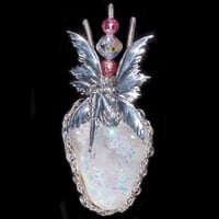 Image 2 of Bashful Fairy Aura Geode Sterling Filigree Pendant 