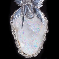 Image 3 of Bashful Fairy Aura Geode Sterling Filigree Pendant 