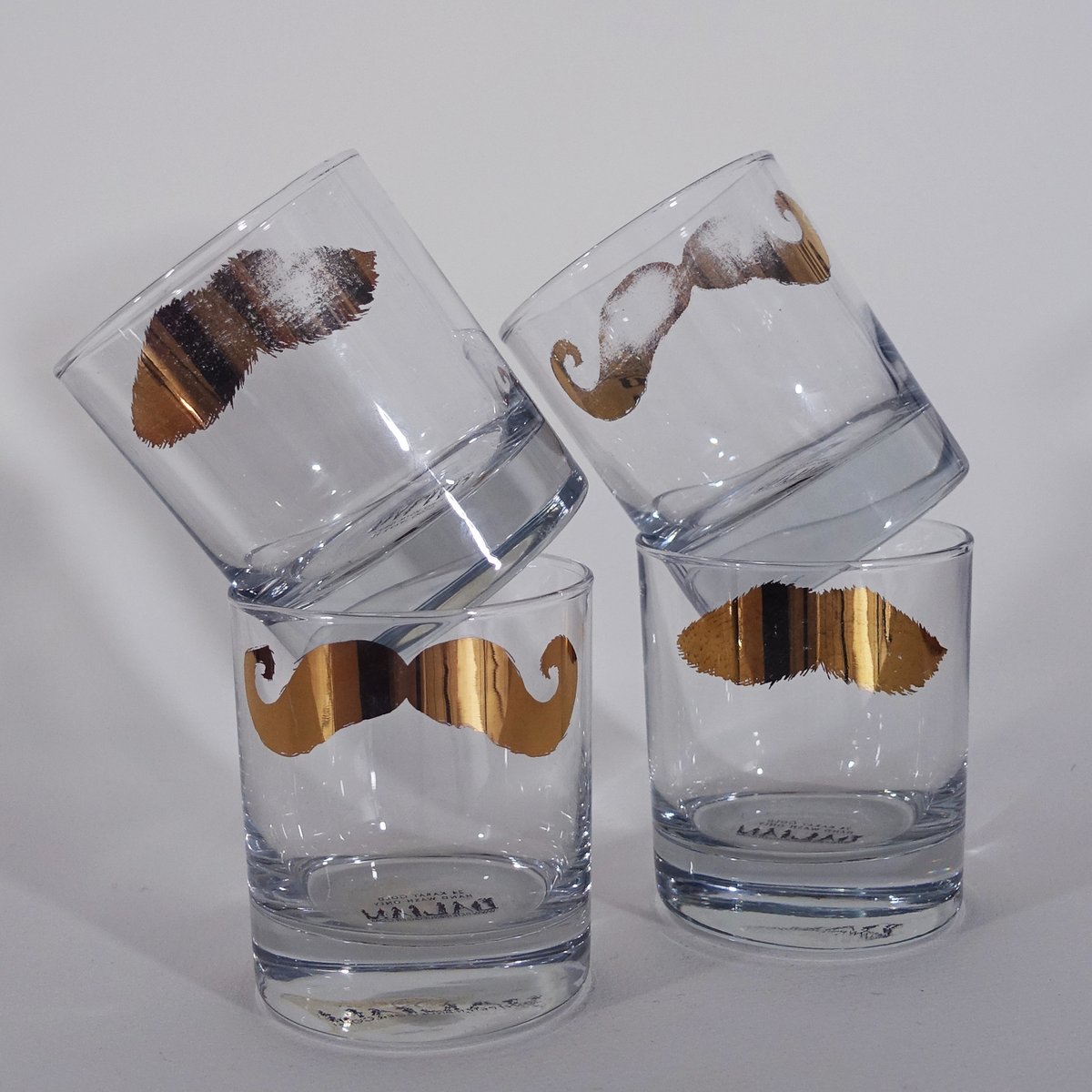 Image of Disappearing Golden Moustache Tumblers - Set of 4
