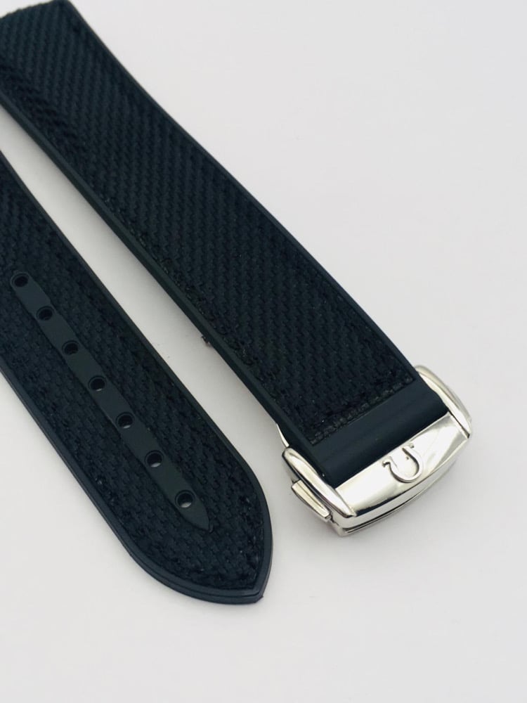 Image of 20mm-22mm black Nylon silicone Rubber Watch Strap Band,Omega seamaster Planet Ocean.