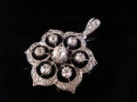 Image 1 of Edwardian old cut diamond pendant set in silver and 18ct white gold 1.80ct