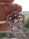 Edwardian old cut diamond pendant set in silver and 18ct white gold 1.80ct