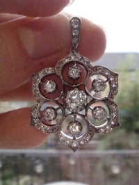 Image 3 of Edwardian old cut diamond pendant set in silver and 18ct white gold 1.80ct