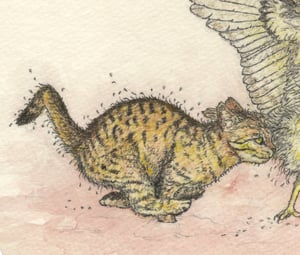 Kitten Running with Owls giclee print