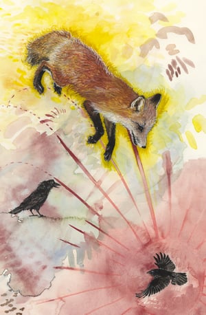 Cemetery Fox and Crows giclee print