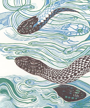 "Sky Snakes A" Linoleum Relief Print