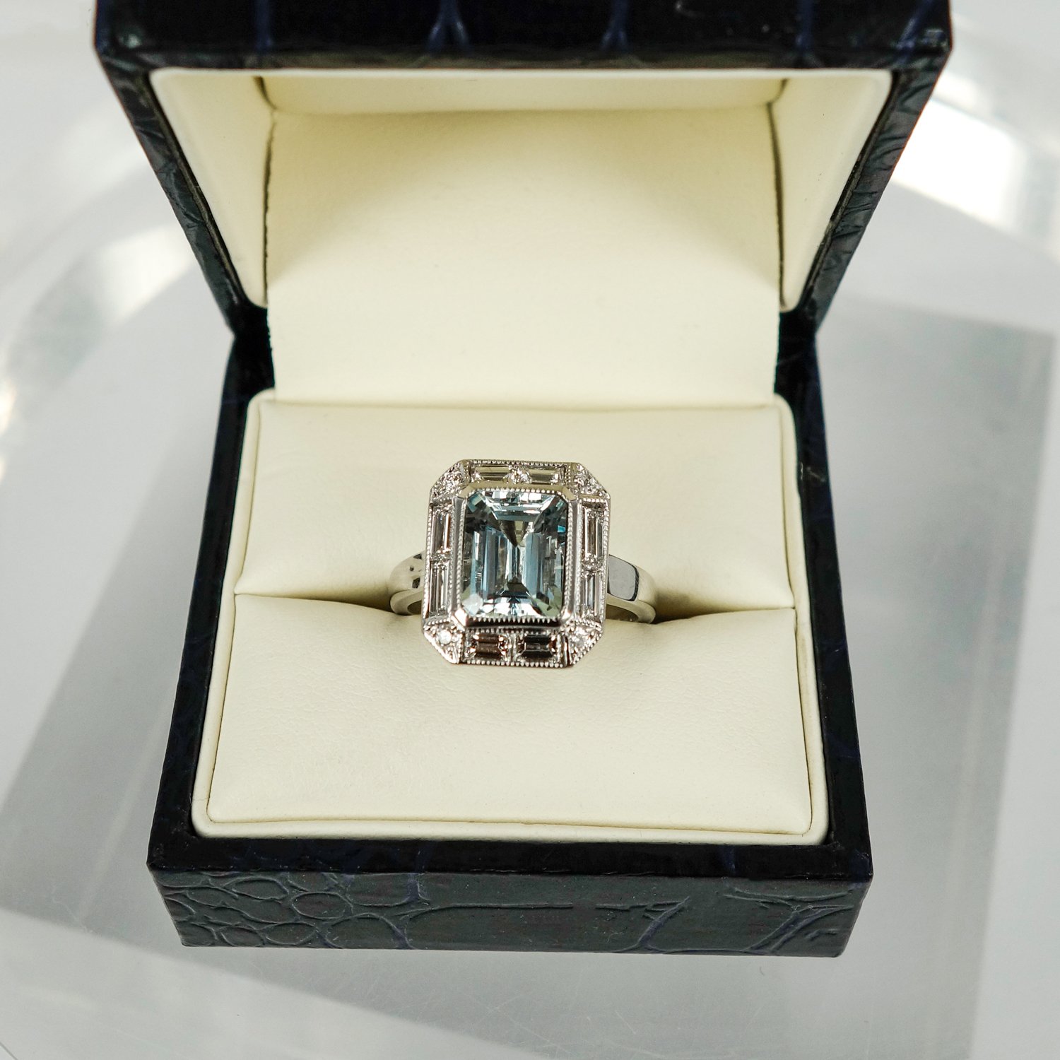 Aquamarine cocktail store ring emerald cut