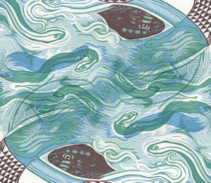 "Sky Snakes B" Linoleum Relief Print