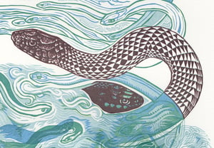 "Sky Snakes B" Linoleum Relief Print