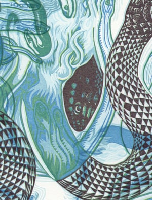 "Sky Snakes C" Linoleum Relief Print