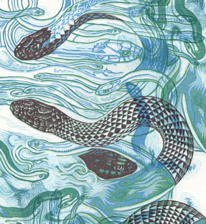 "Sky Snakes C" Linoleum Relief Print