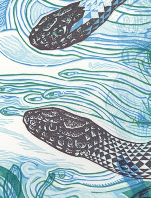 "Sky Snakes E" Linoleum Relief Print