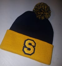 Cuffed Navy and Gold 'S' beanie