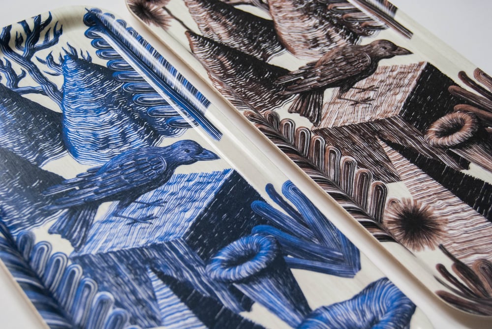 Image of wooden tray "crow"