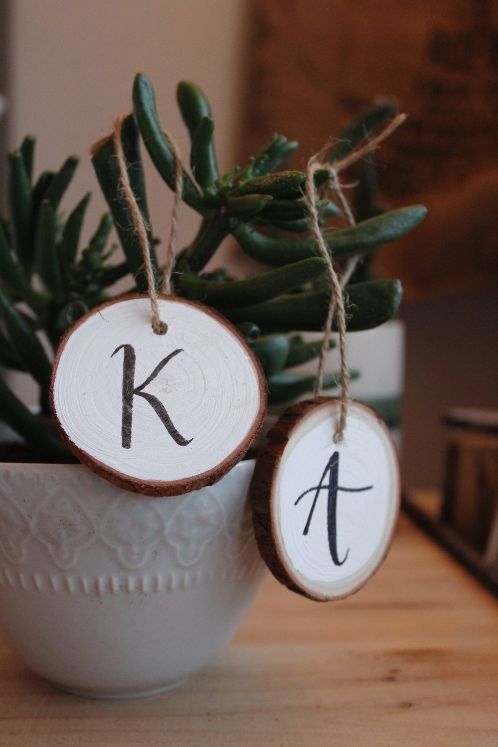 Image of Initial | Wood Slice Ornament