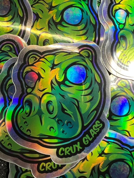 Image of Holographic Heady Hippo sticker 2.5”