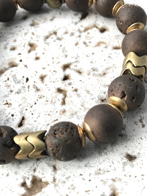 Image of Bracelet élastique grosses pierres chocolat WILD WEST