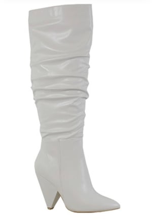 Pointed Toe Faux Knee Boot