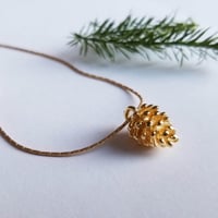 Image 1 of Simple Gold Pine Cone Necklace (on Gold Chain)
