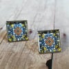 Mediteranean Tile Earrings - Blue + Orange + Yellow