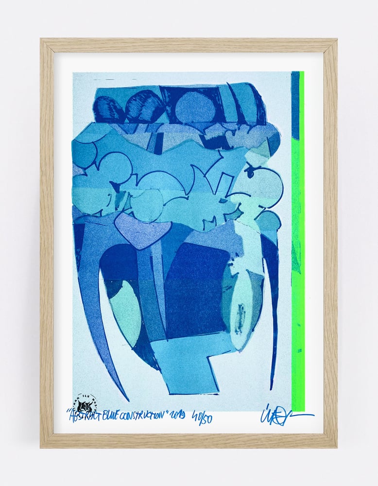 Image of "Abstract Blue Construction" print