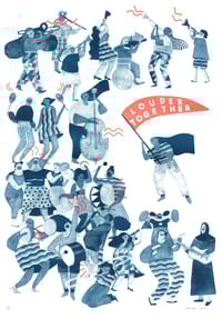 Image 1 of 'Louder Together' riso print in teal 