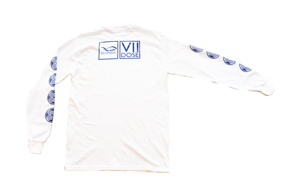 Image of "Medallion" Tribal Long Sleeve Tee (White & Graphite Heather with Royal Blue Print)