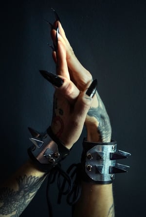 Image of Pleasure and Pain Double Row Spike Cuff