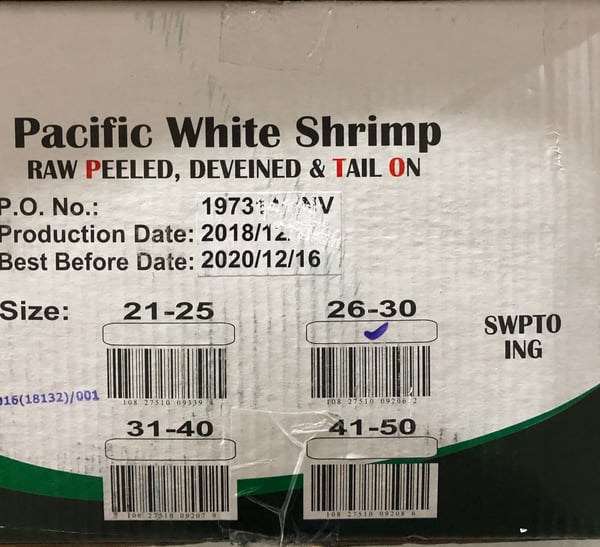 Image of Gold Label Shrimp 26-30 Peeled Tail On 10x1.6 Lb