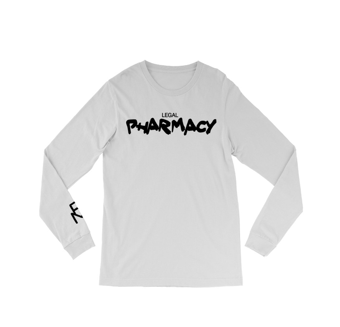 Image of WOMEN WHITE "LEGAL PHARMACY" LONG SLEEVE T-SHIRT