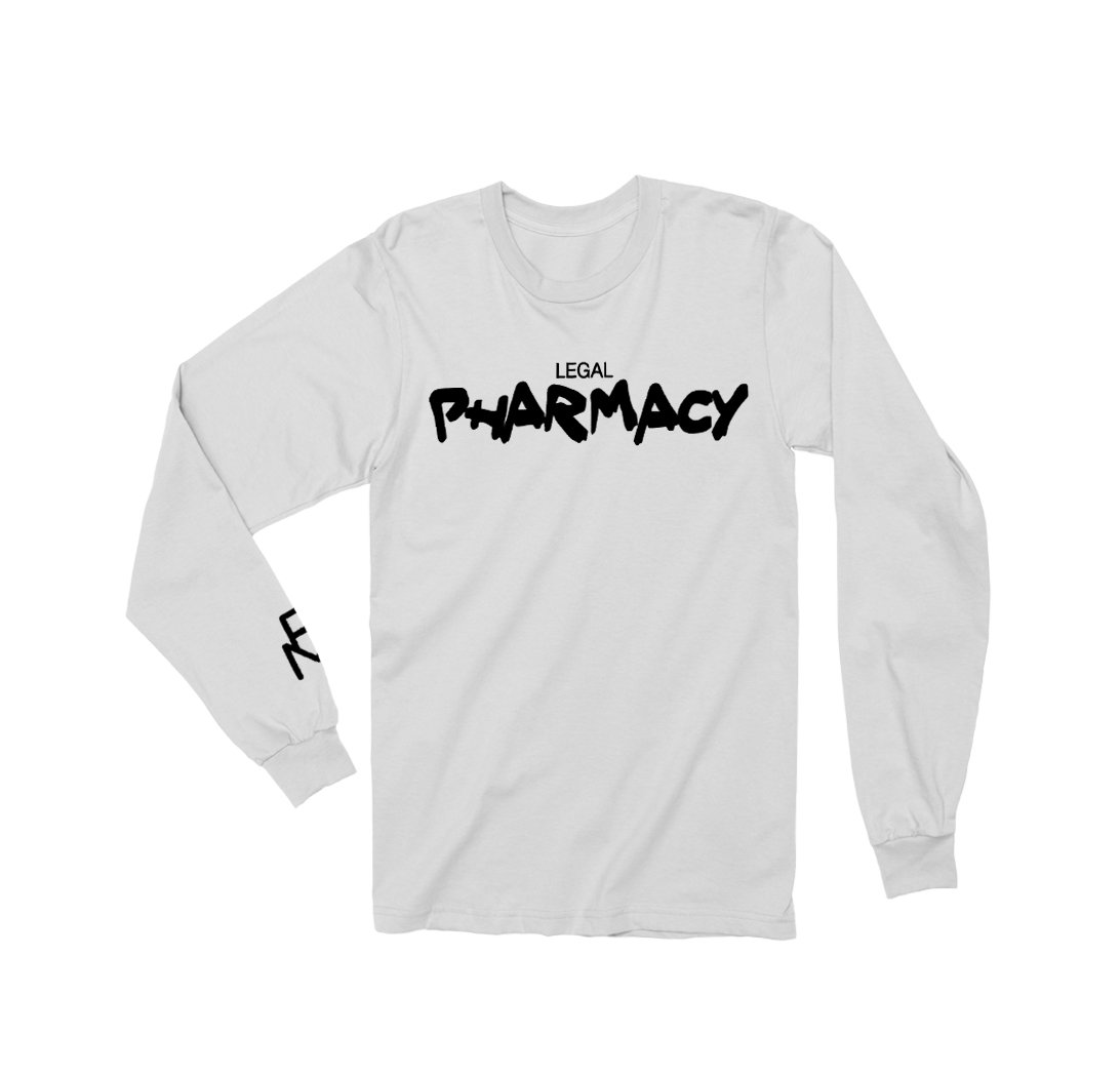 Image of MEN WHITE "LEGAL PHARMACY" LONG SLEEVE T-SHIRT