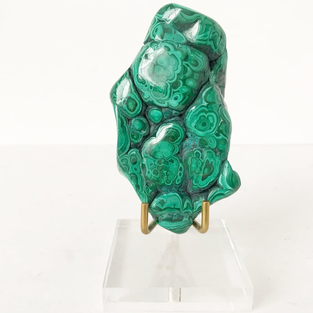 Image of Malachite no.31 + Lucite and Brass Stand Pairing