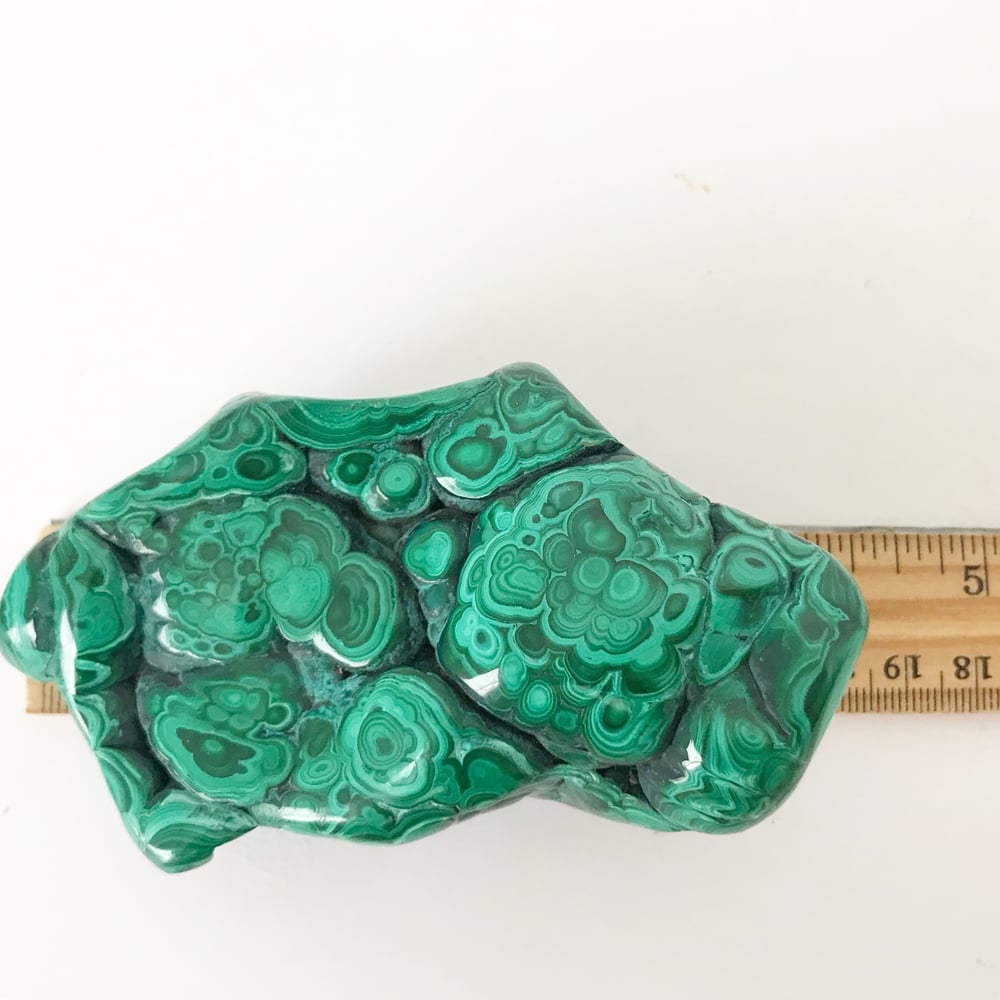 Image of Malachite no.31 + Lucite and Brass Stand Pairing