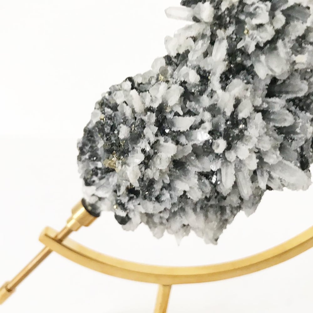 Image of Quartz/Galena/Chalcopyrite no.03 + Brass Arc Stand