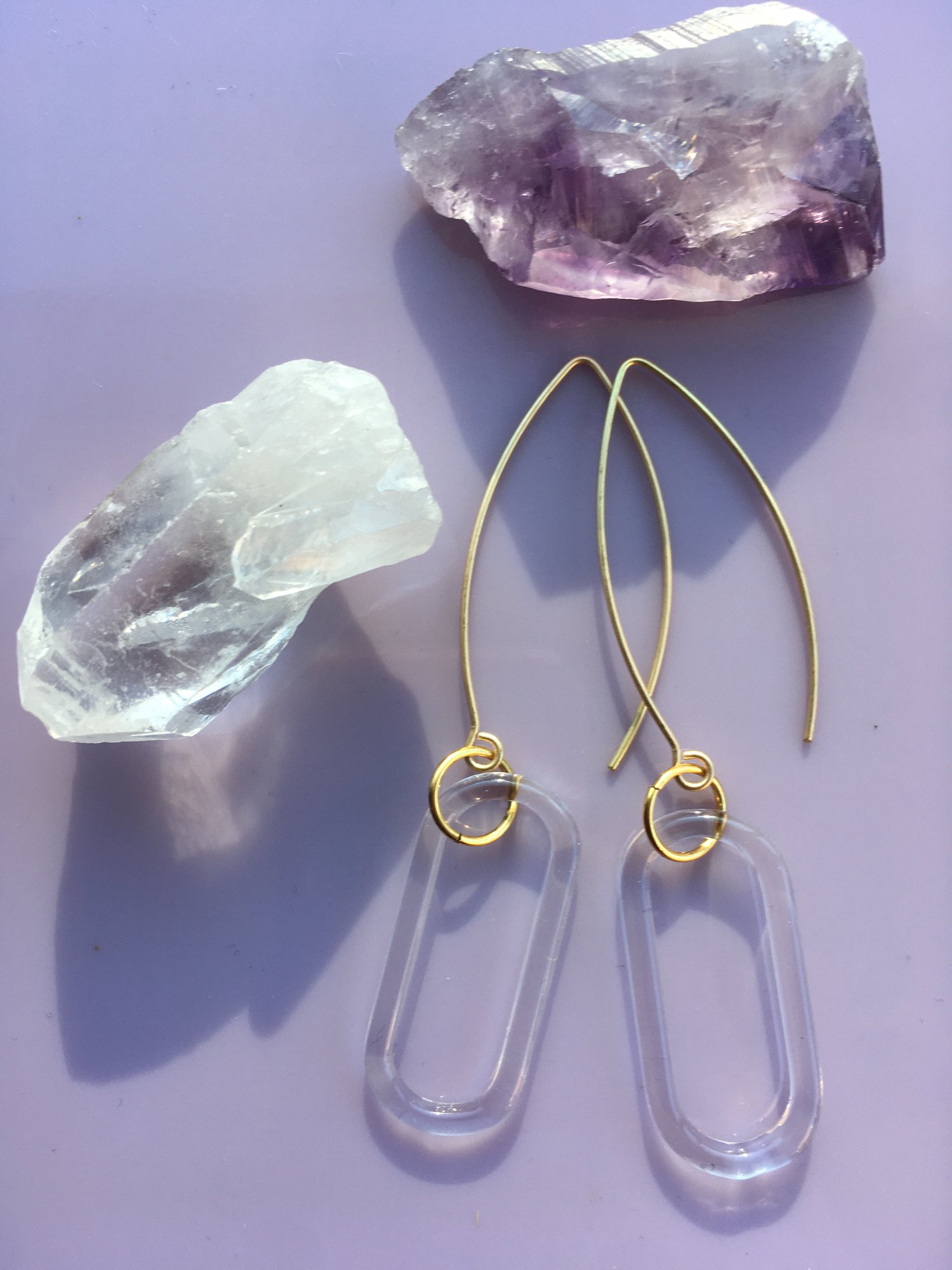 Image of Single link Crystal Clear Earrings