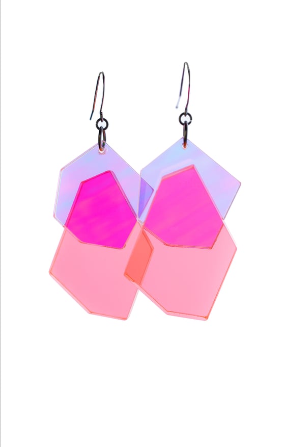 Image of ColorPop Earrings in Iridescent Neon Coral