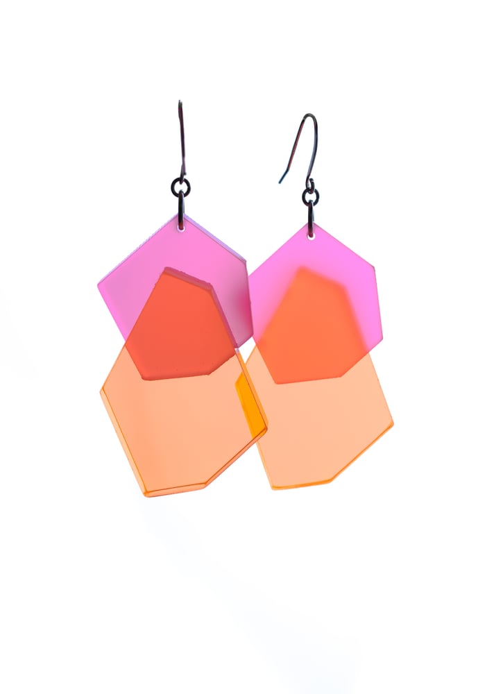 Image of ColorPop Earrings in Rosey Neon Tangerine 