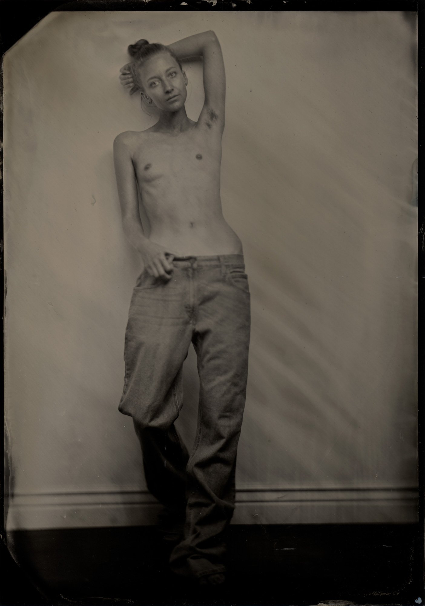 Image of Girl Photographed. Tintype, 5x7