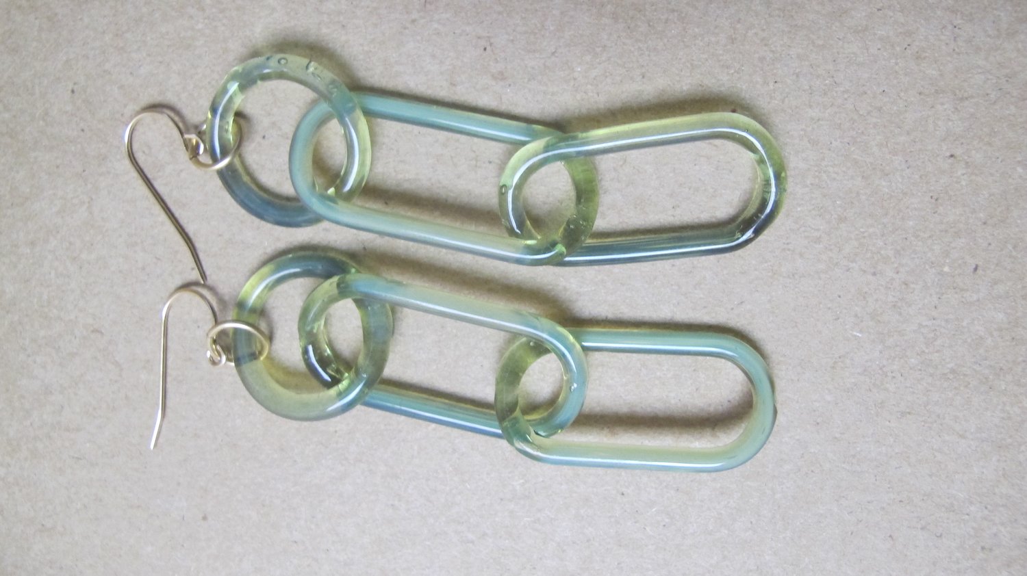 Image of seaweed opal triple link earrings (o00)