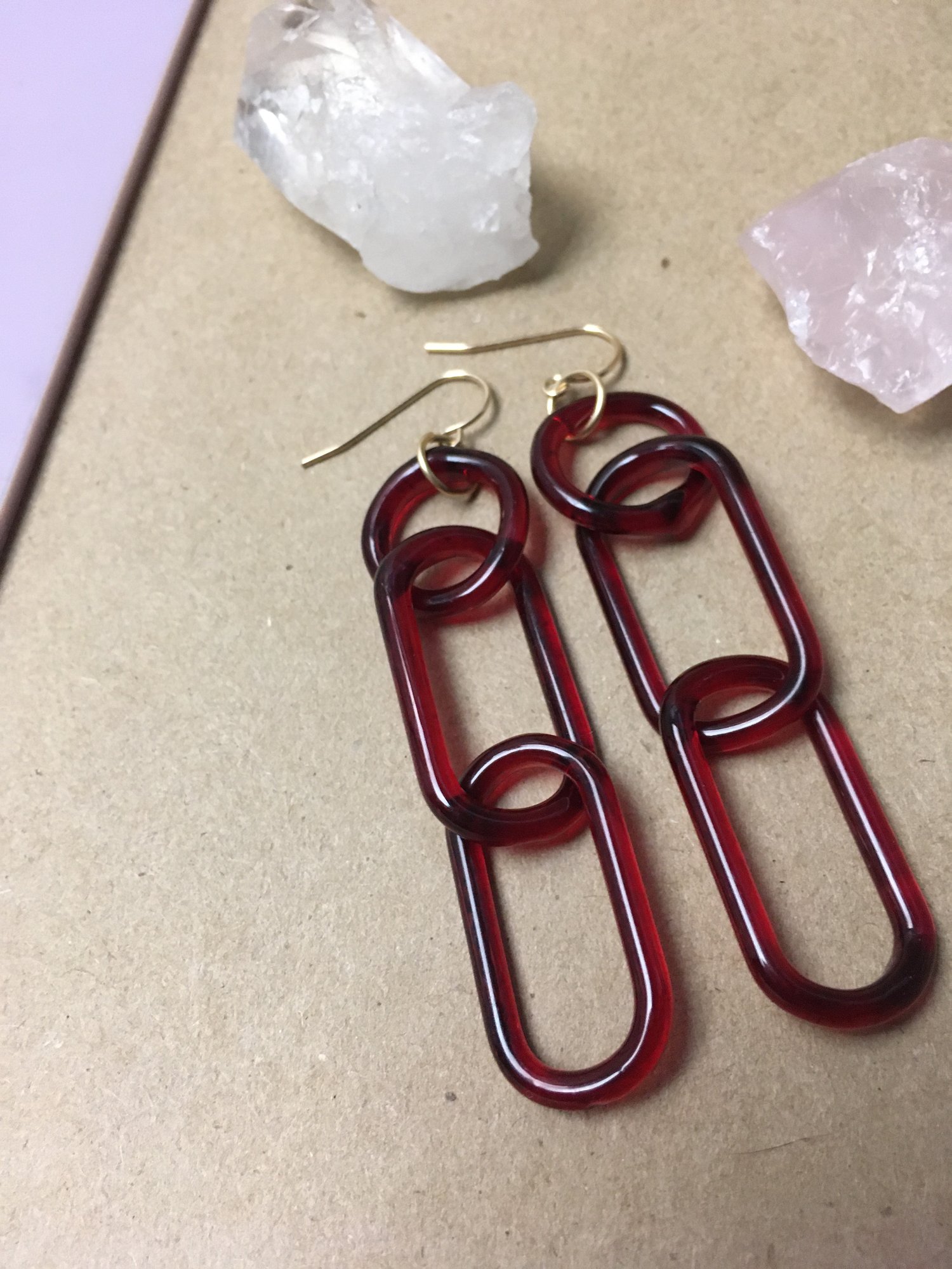 Image of Juicy Cherry triple link earrings (o00)