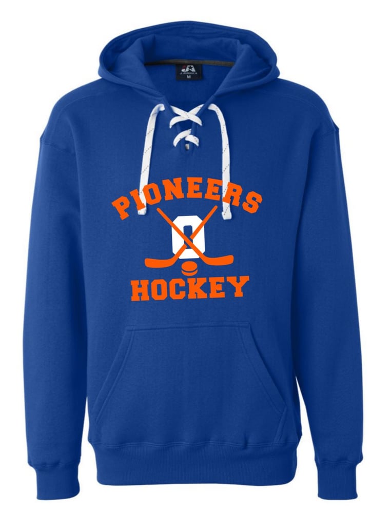 Image of Orange Hockey Sport Lace Hooded Sweatshirt 