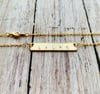Gold Personalized Hand Stamped Bar Necklace