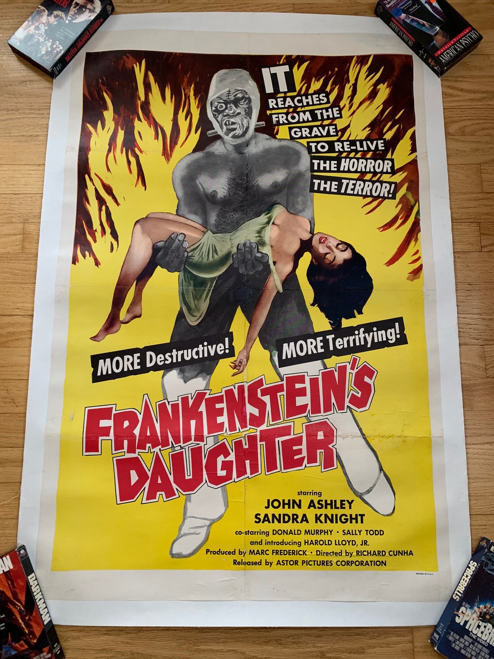 1958 FRANKENSTEIN'S DAUGHTER Original Linen backed U.S. One Sheet Movie Poster
