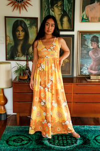Image 1 of Baby doll maxi dress in Pushing daisies Orange and brown print 